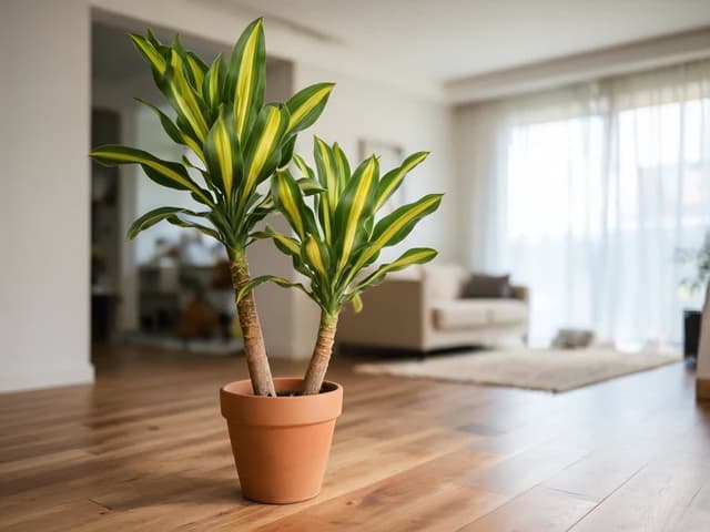 Stell av draketre (dracena): lys, vanning, fluor og brune spisser