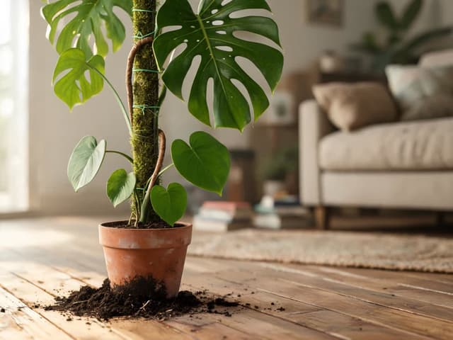 Monstera (vindusblad): slik steller du den, fra hull i bladene til plantestøtte