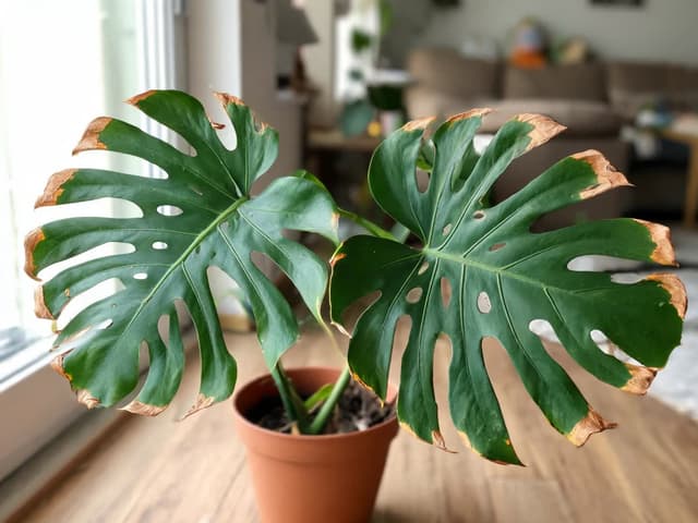 Manchas y puntas cafés en la monstera: cómo identificar la causa