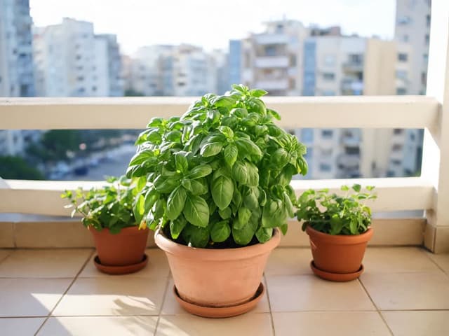 Má bazalka ráda slunce, nebo stín? Hodiny, okno a balkon