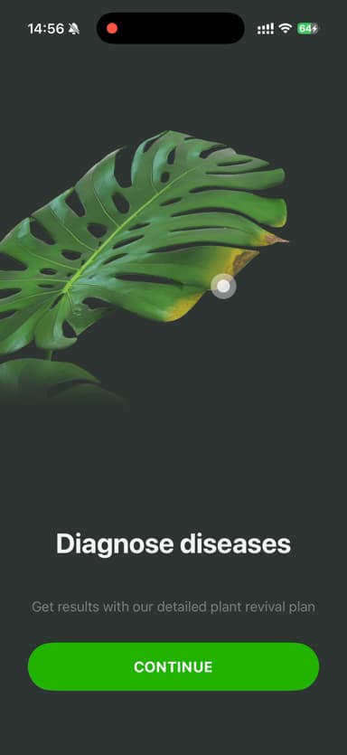 Botan Bildschirm zeigt Krankheitsdiagnose
