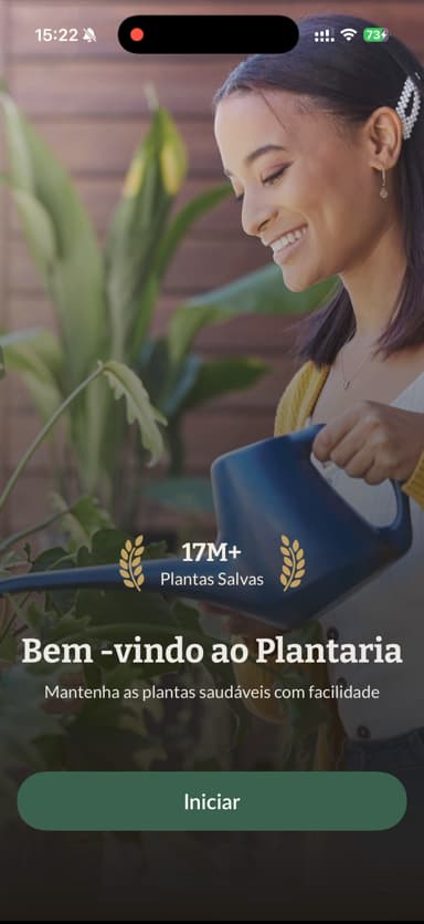 Plantaria velkomstskærm med antallet af reddede planter