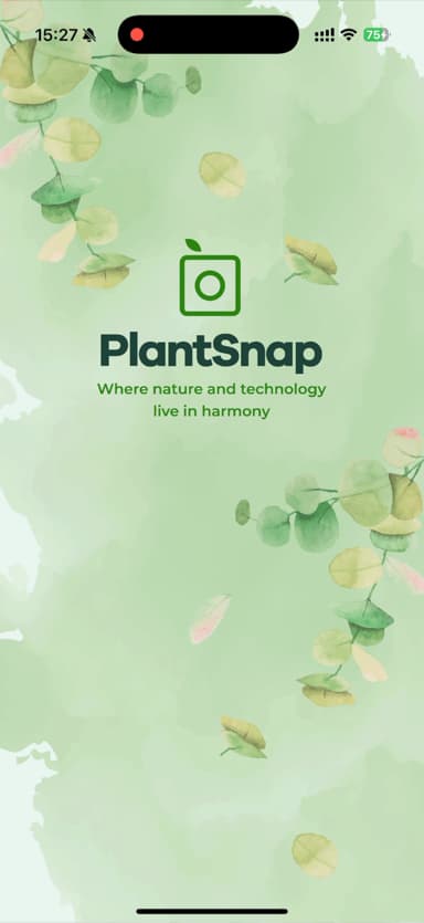 PlantSnap åbningsskærm