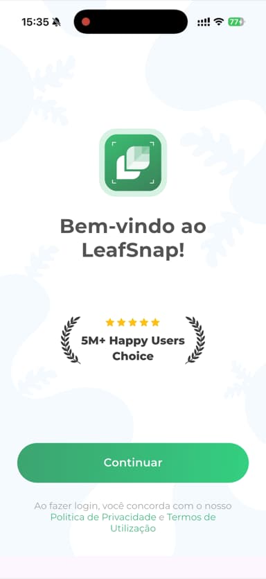 LeafSnaps velkomstskærm