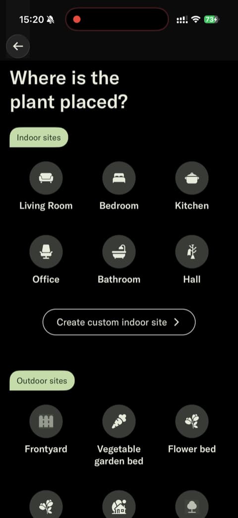 Planta app-skærm